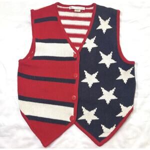 The Limited Sweater Vest Size XS/S Red White Blue USA Americana Folk Vintage 90s